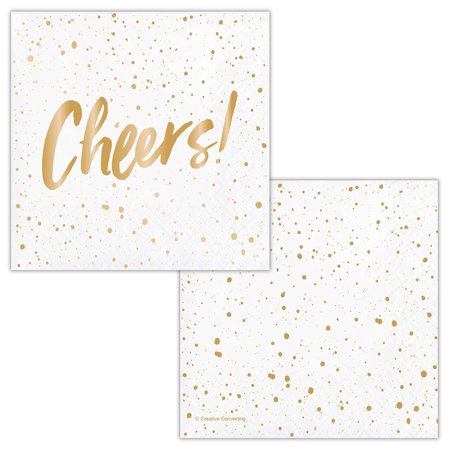 ELISE Cheers Gold Foil Beverage Napkins by, 5"x5", 288PK 336736